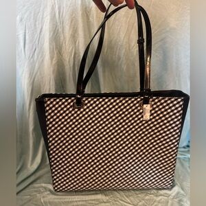 White House Black Marker Stylish Black and White Checkered Tote Bag.